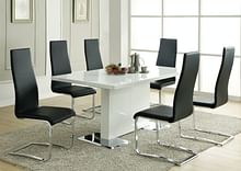 Angie 7PC Dining Set with Black Chairs
