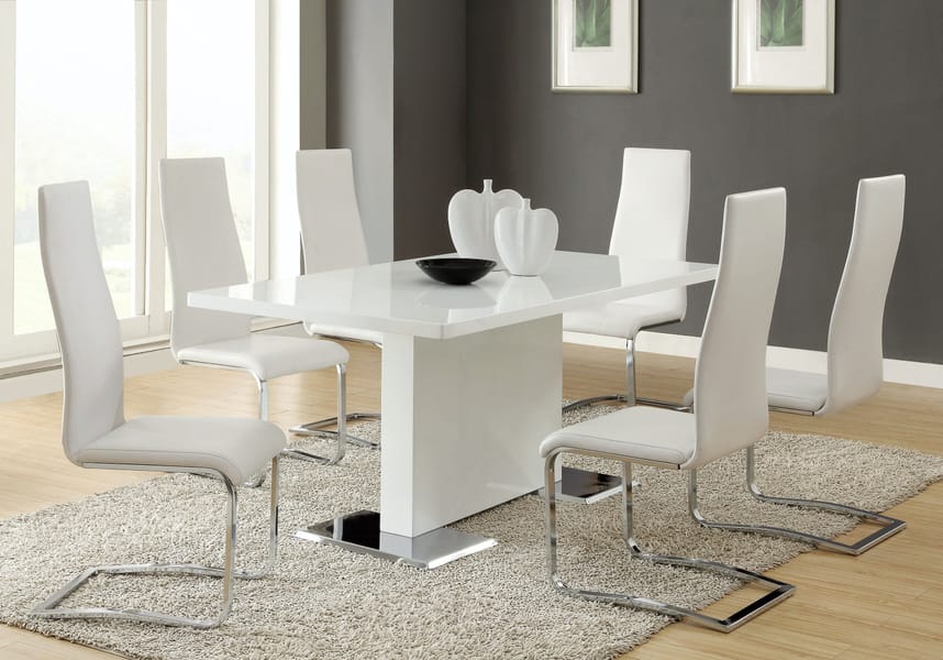 Angie 7PC Dining Set with White Chairs
