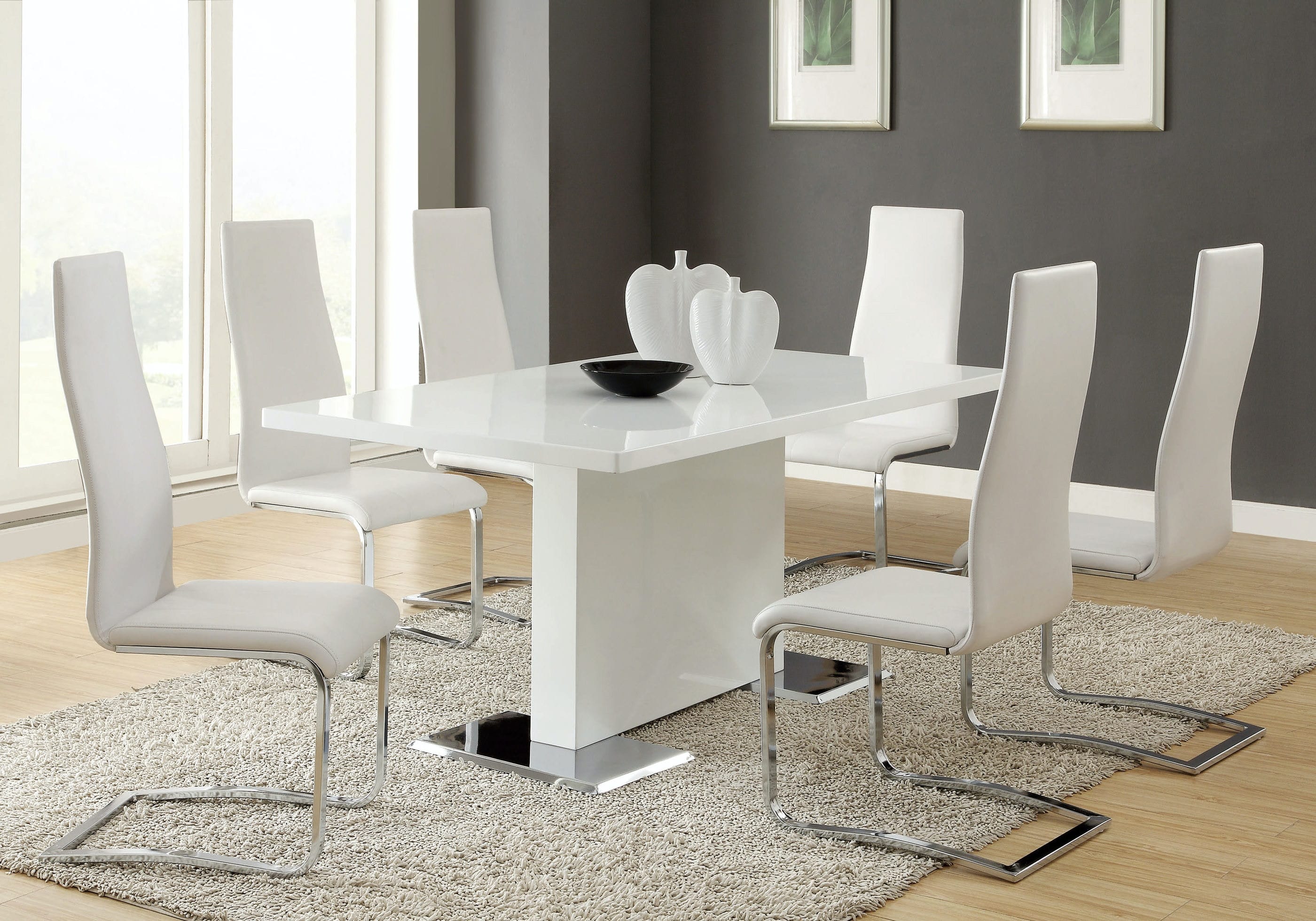 Angie 7PC Dining Set with White Chairs