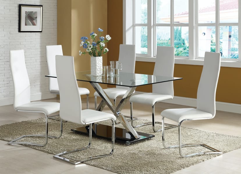 Angie 7PC Dining Set with White Chairs