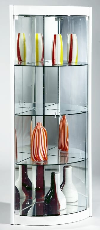 Corner Curio Mirrored Interior in White Gloss