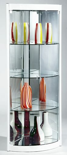 Corner Curio Mirrored Interior in White Gloss