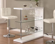 TANGO BAR UNIT WITH 2 SHELVES AND WINE HOLDER, WHITE