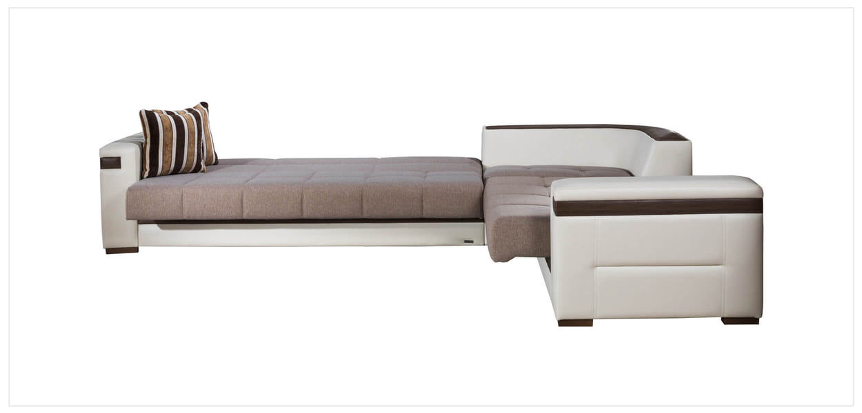 Moon Sectional-Sleeper with Storage Light Brown