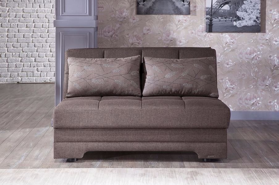 Twist Loveseat Bed in Brown Fabric