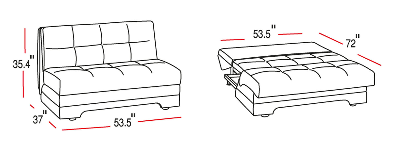 Twist Loveseat Bed in Brown Fabric