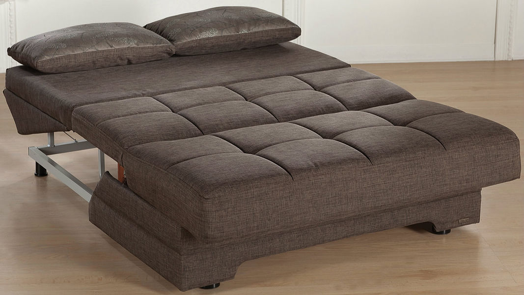 Twist Loveseat Bed in Brown Fabric