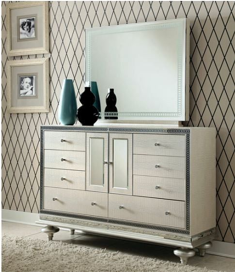 Hollywood Swank Crystal Croc Dresser and Mirror by...