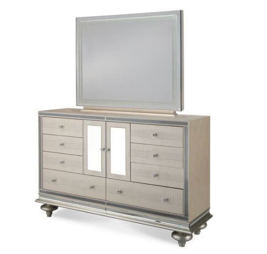 Hollywood Swank Crystal Croc Dresser and Mirror by AICO