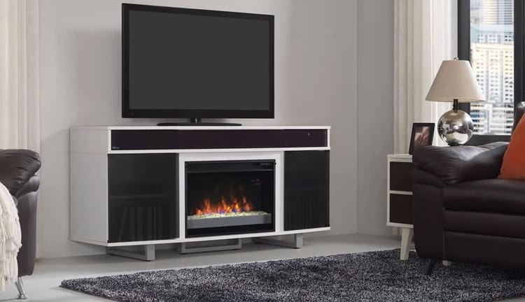MP-LITE TV STAND WITH FIREPLACE WHITE