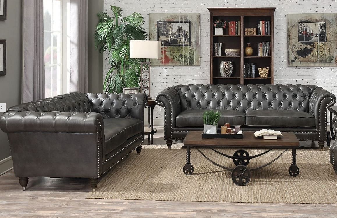 Tufted couch outlet and loveseat