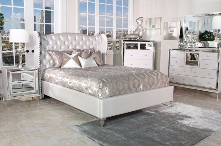Hollywood Loft Bedroom Collection - Queen Bed in Frost