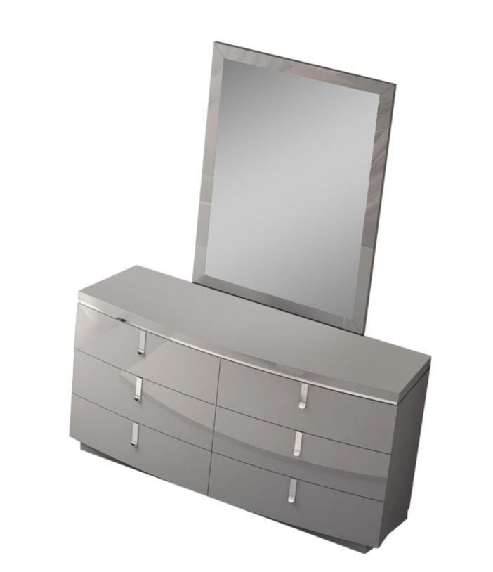 light grey dresser with mirror Furniture of America Sherri Modern 2-Piece Light Grey Solid Wood 6-Drawer Dresser and Mirror Set with Touch LED