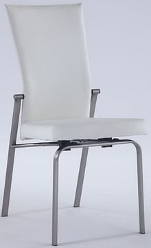 Molly White Brushed Metal Side Chair