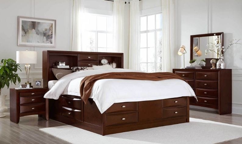 Linda Merlot Bedroom Collection - Queen Storage Bed