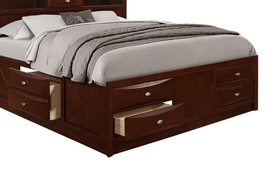 Linda Merlot Bedroom Collection - Queen Storage Bed