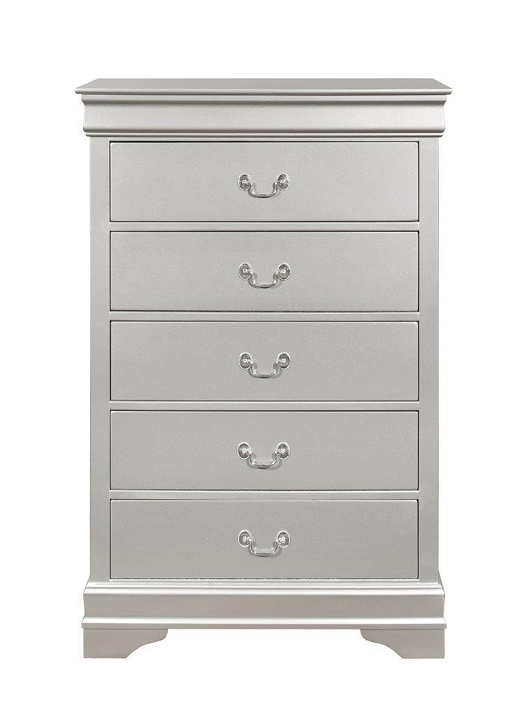 Louis Philippe Platinum Gray 6-Drawer Chest