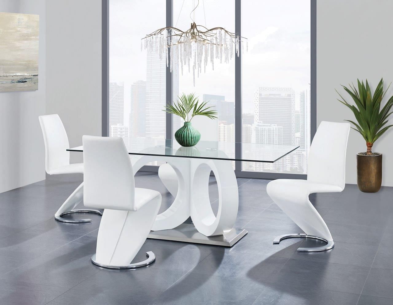 Moon White Modern 5pc Dining Set