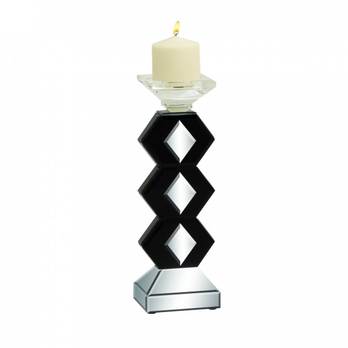 Black Glass Candle Holder