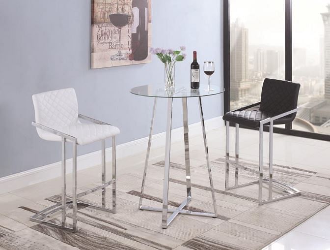Glass Chrome Bar Table