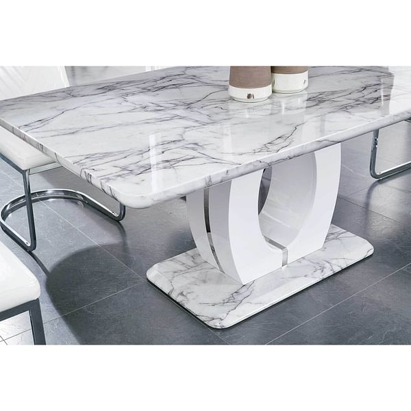 Mary White Marble Look Dining Table