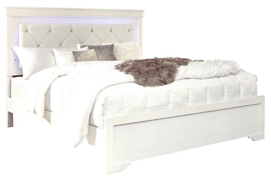 Pompei White Bed in Queen Size