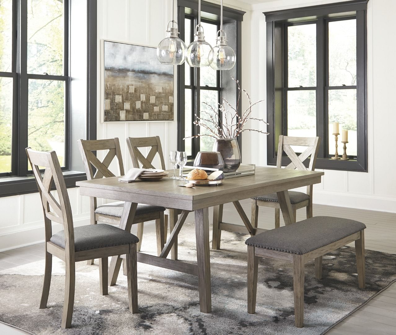 Ashley furniture farmhouse table and chairs sale