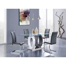 Grey Drift Wood 5pc Dining Set with Spring Grey Dining Chair