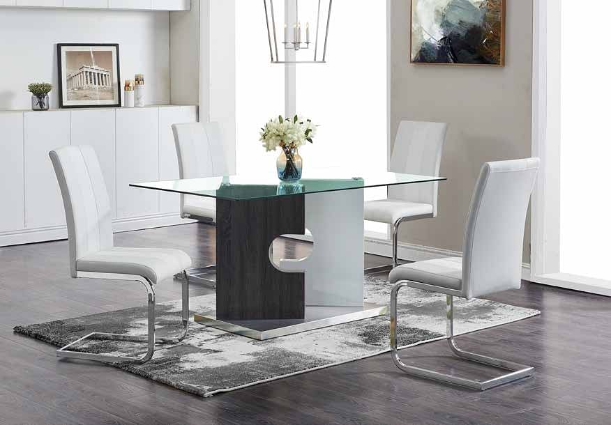 Park 5pc Dining Set with White Dining Chairs