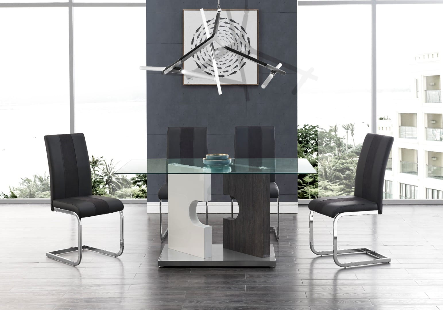 Park 5pc Dining Set with Spring Grey Dining Chair