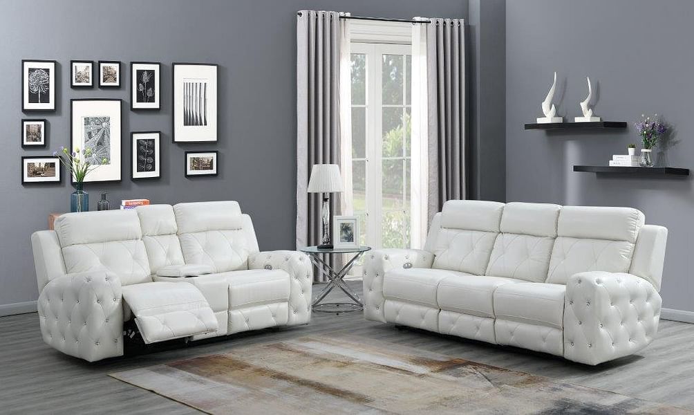Lindy White Power Reclining Loveseat