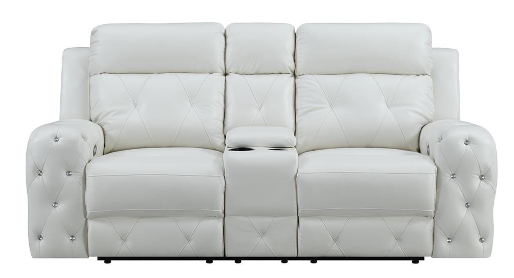 Lindy White Power Reclining Loveseat