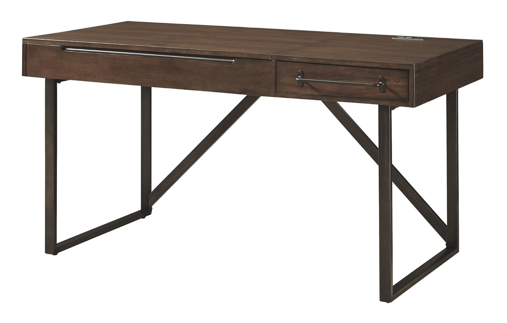 Signature Design by Ashley Starmore 24009 Modern Rustic/Industrial Home Office  Desk with Steel Base, Factory Direct Furniture