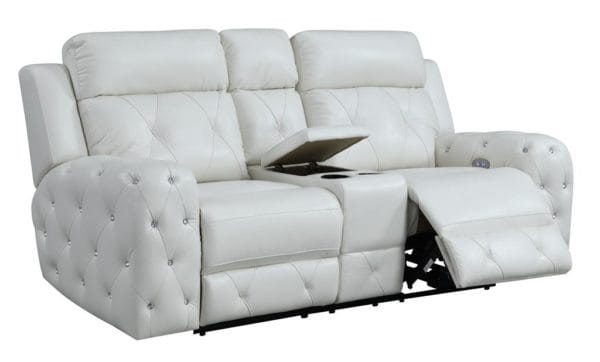 Lindy White Power Reclining Loveseat