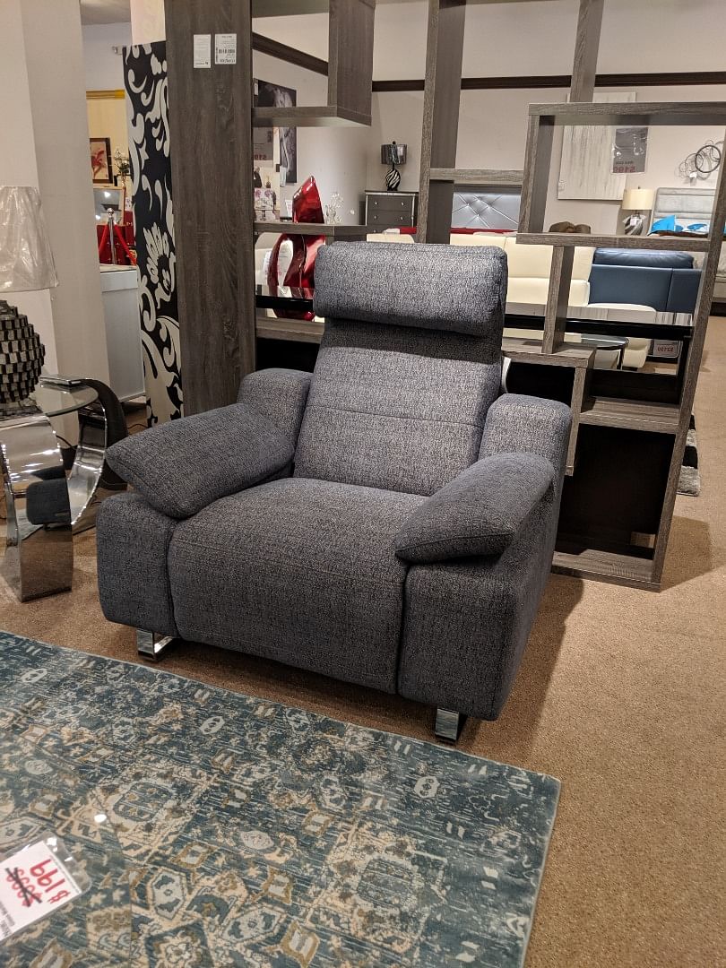 Living Room Chairs Zip Grey Fabric Power Reclining Chair at iStyle