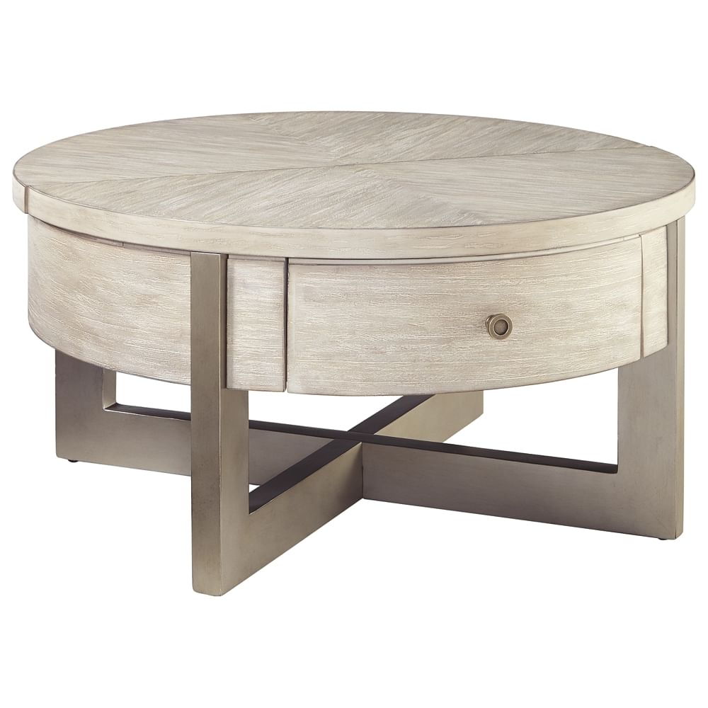 Wooden Round Coffee Table with Lift Top