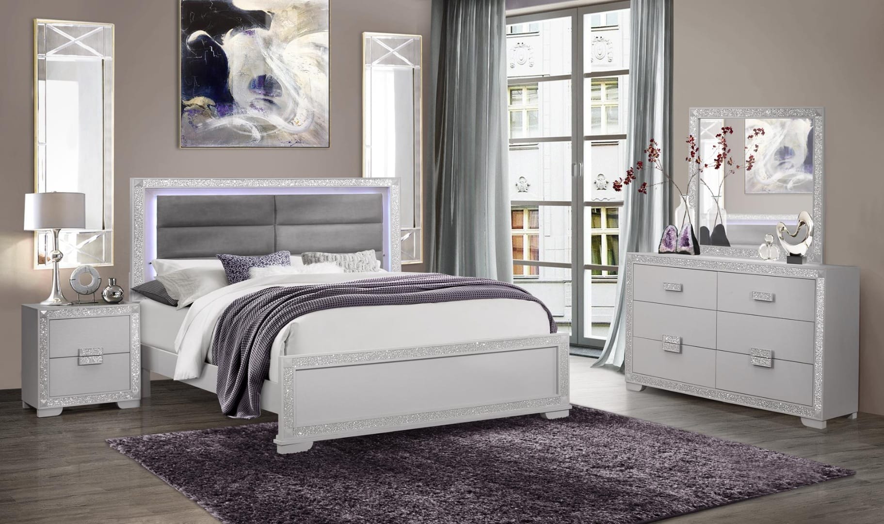 Shalice Bedroom Set - Queen Bed, Dresser, Mirror