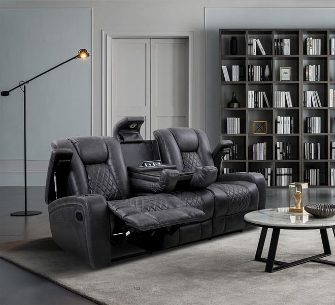 Vegas  2PC Gray Reclining Sofa and Loveseat Set