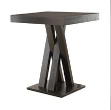 ARAGON Double X-Shaped Base Square Bar Table in Cappuccino Color