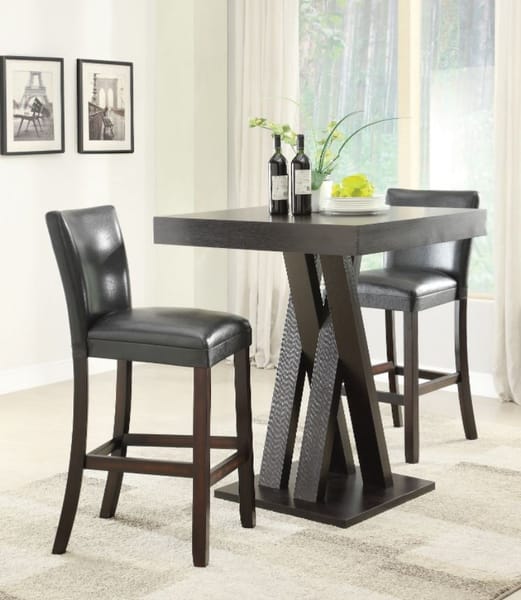 ARAGON Double X-Shaped Base Square Bar Table in Cappuccino Color