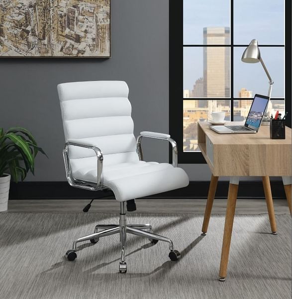 Aurora Tufted Office Chair White And Chrome