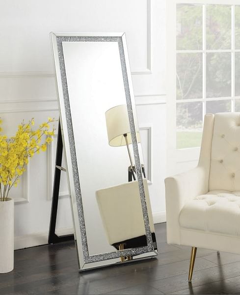 Kendall Rectangular Cheval Floor Mirror in  Silver Color