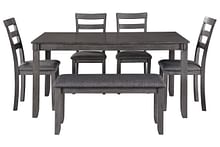 Ashley Furniture - Munich Dining 6pc Set Table and Chairs with Bench