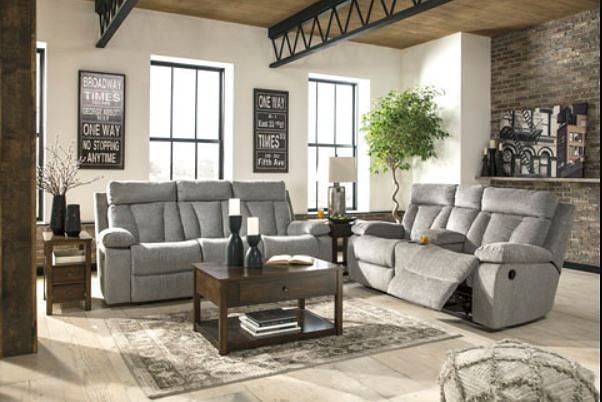 Mitchell Reclining Sofa and  Loveseat in Grey Colo...