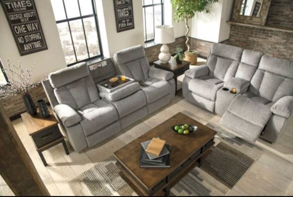 Mitchell Reclining Sofa and  Loveseat in Grey Color