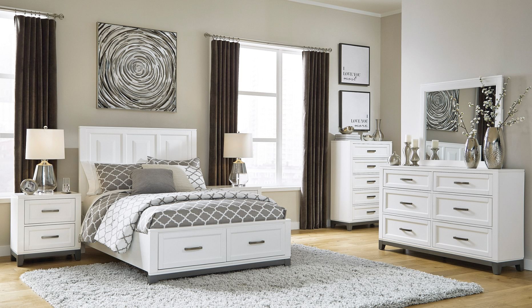 Milan King Bedroom Set - King Bed, Dresser, Mirror, 1 NS