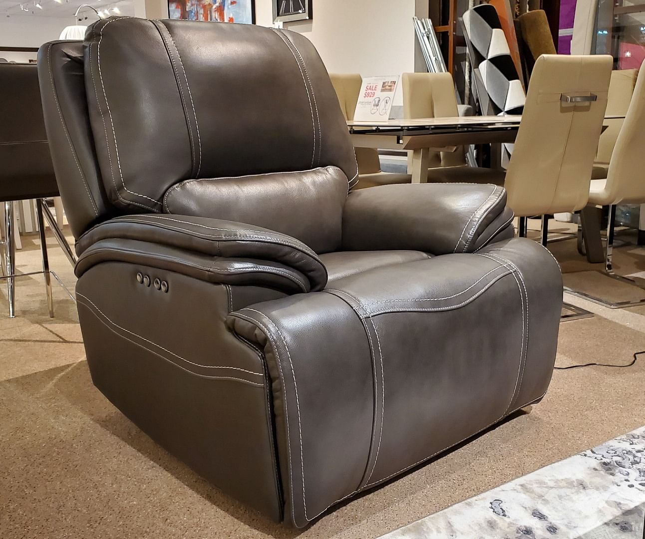 Lander Premium Leather Reclining Chair with Power...