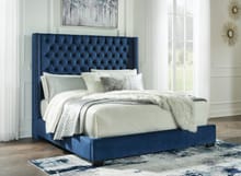 Dario Queen Bed in Blue Velvet
