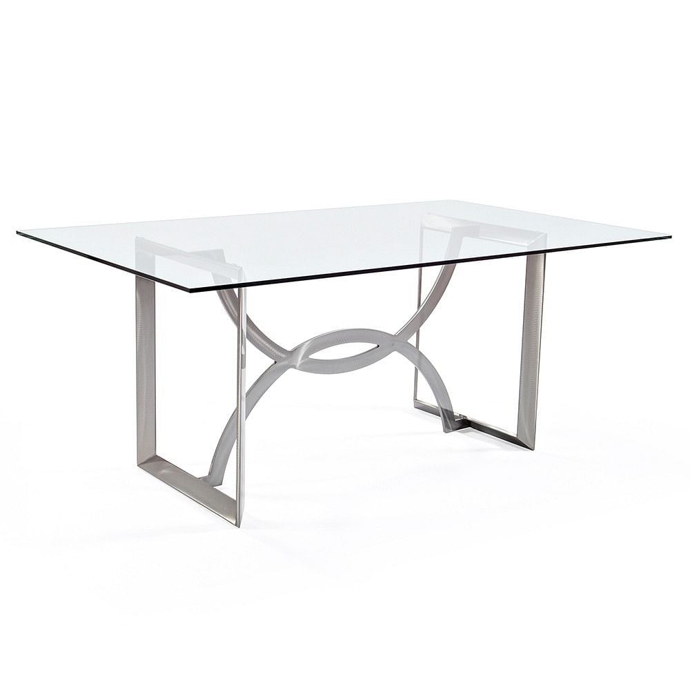 Brooks Metal Dining Table Base with Crackled Glass...
