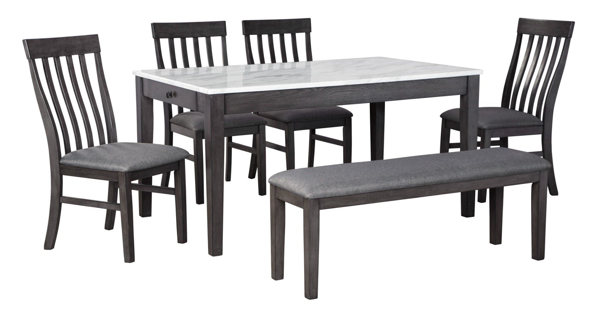Luvon Dining Set - Table,. Bench and 2 Chairs - Floor Model